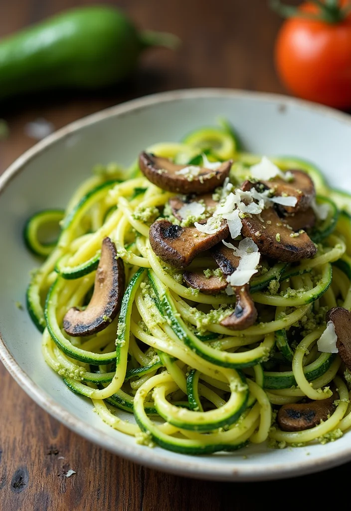 10 Keto Mushroom Recipes for Savory Low Carb Meals - 3. Zucchini Noodles with Mushroom Pesto