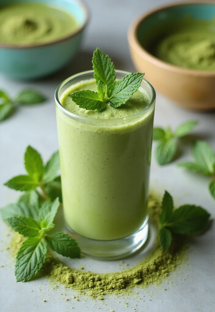 10 Keto Smoothie Recipes for Light Energizing Drinks - 9. Matcha Mint Keto Smoothie
