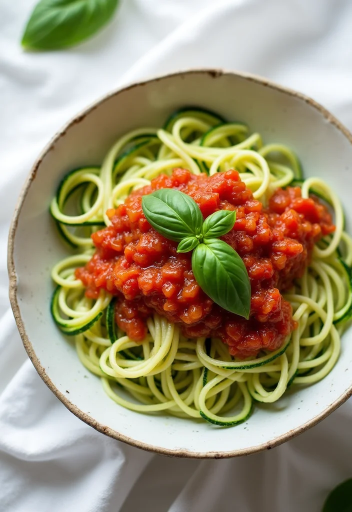 10 Low Calorie Vegan Recipes for Everyday Eating - 3. Zucchini Noodles with Tomato Basil Sauce