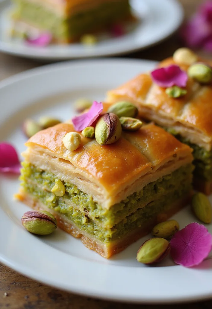 10 Phyllo Dough Dessert Recipes with Light Crispy Layers - 6. Pistachio and Rose Water Baklava