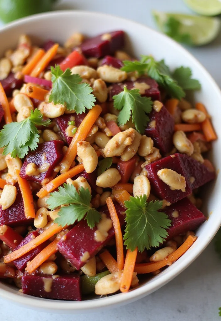 10 Vegan Beet Recipes for Bright Nourishing Dishes - 4. Thai Beet Salad with Peanut Dressing