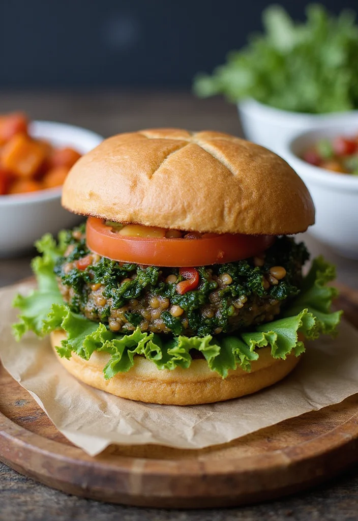 10 Vegan Kale Recipes for Healthy Everyday Meals - 9. Kale and Lentil Burgers