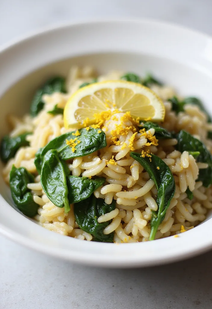 10 Vegan Orzo Recipes for Light Comfort - 3. Lemon Garlic Orzo with Spinach