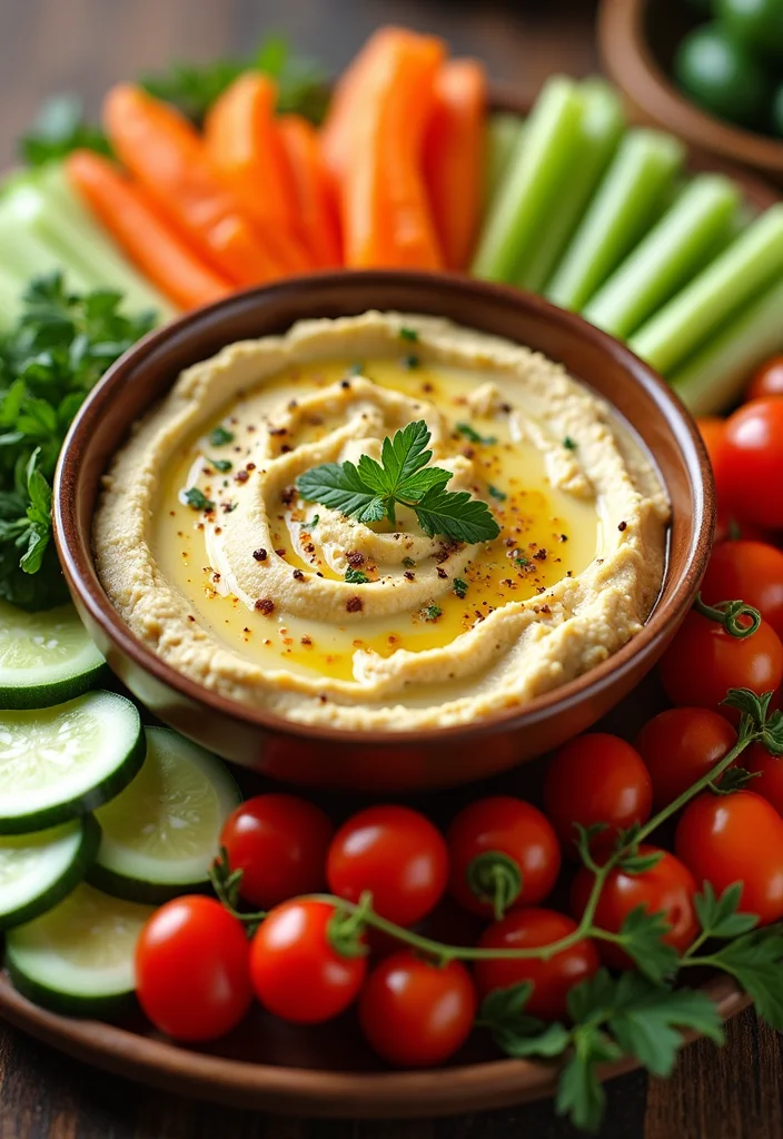 12 Clean Eating Healthy Recipes for Simple Meals - 12. Veggie and Hummus Party Platter