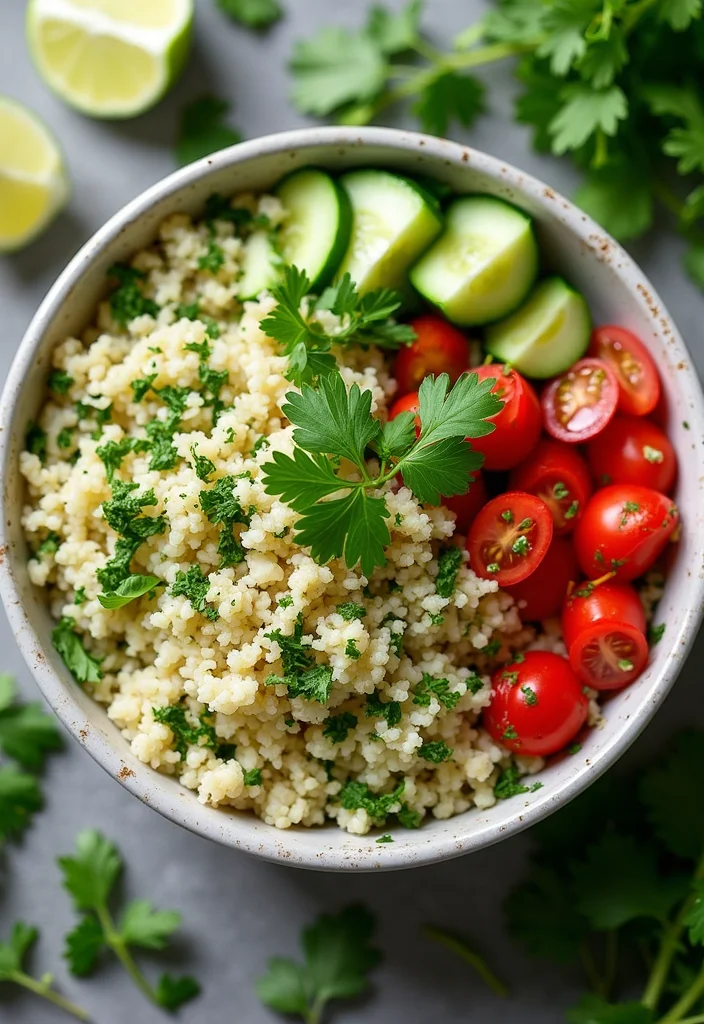 12 Clean Eating Healthy Recipes for Simple Meals - 5. Cauliflower Rice Tabbouleh