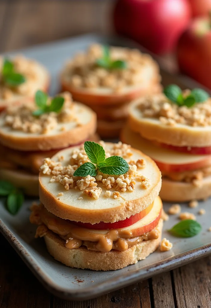 12 Easy Healthy Snack Recipes for Busy Days - 6. Apple Sandwiches