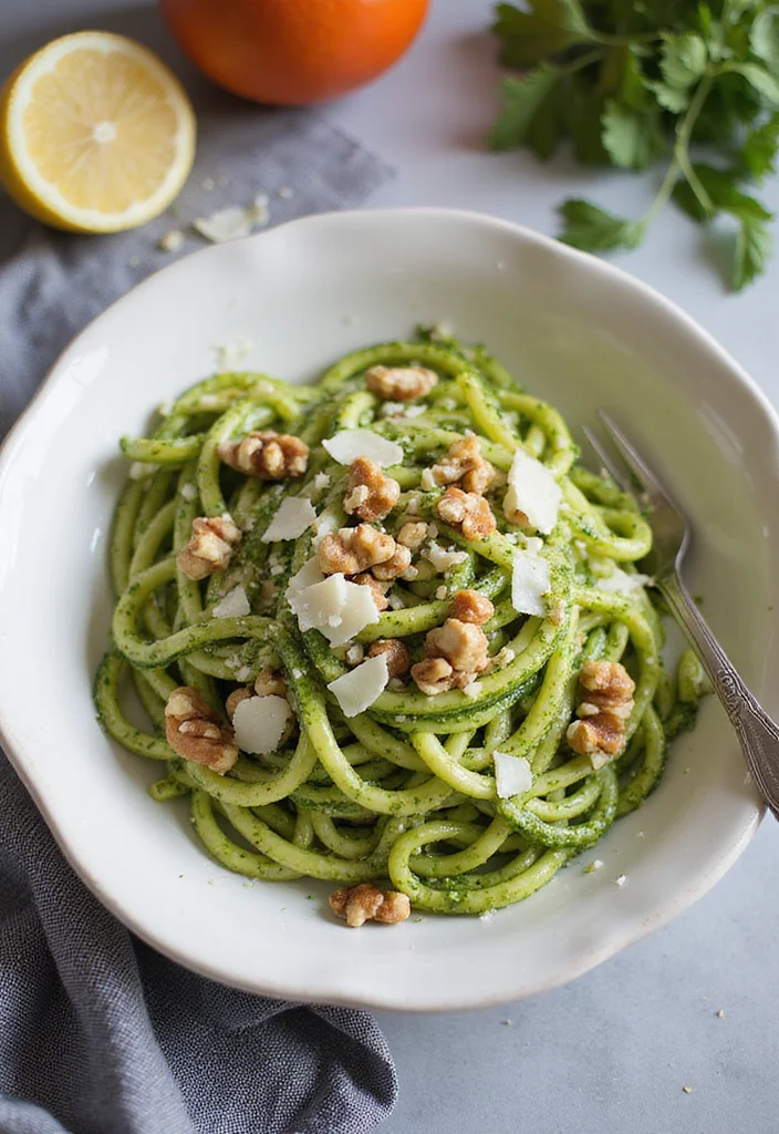 12 Fresh and Bright Spring Dinner Recipes - 11. Zucchini Noodles with Pesto