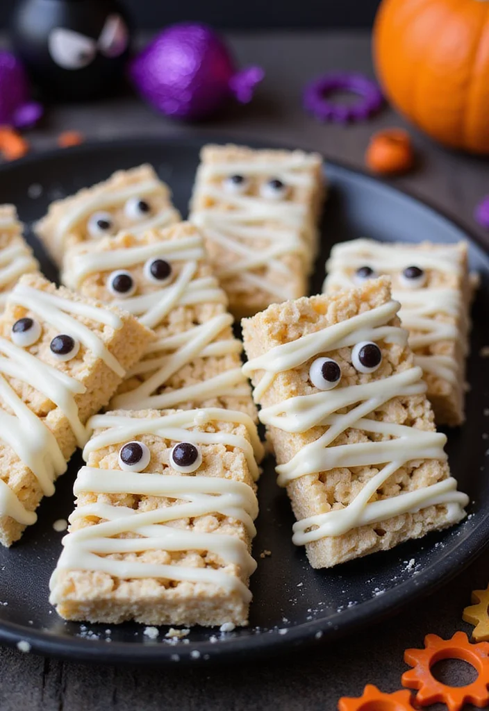 12 Halloween Dessert Recipes That Are Festive and Easy - 4. Mummy Rice Crispy Treats