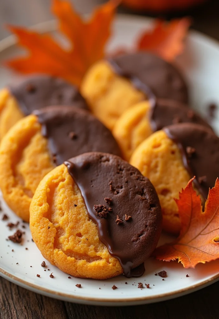 12 Halloween Dessert Recipes That Are Festive and Easy - 5. Chocolate-Dipped Pumpkin Cookies