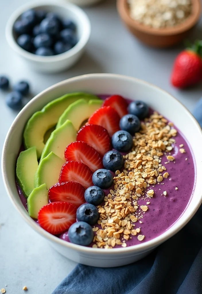 12 Healthy Avocado Recipes for Fresh Flavor - 11. Avocado and Blueberry Smoothie Bowl