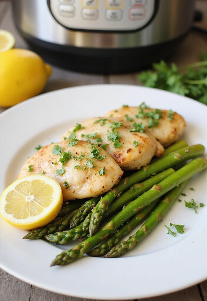 12 Healthy Instant Pot Recipes Ready in Minutes - 2. Lemon Garlic Chicken and Asparagus