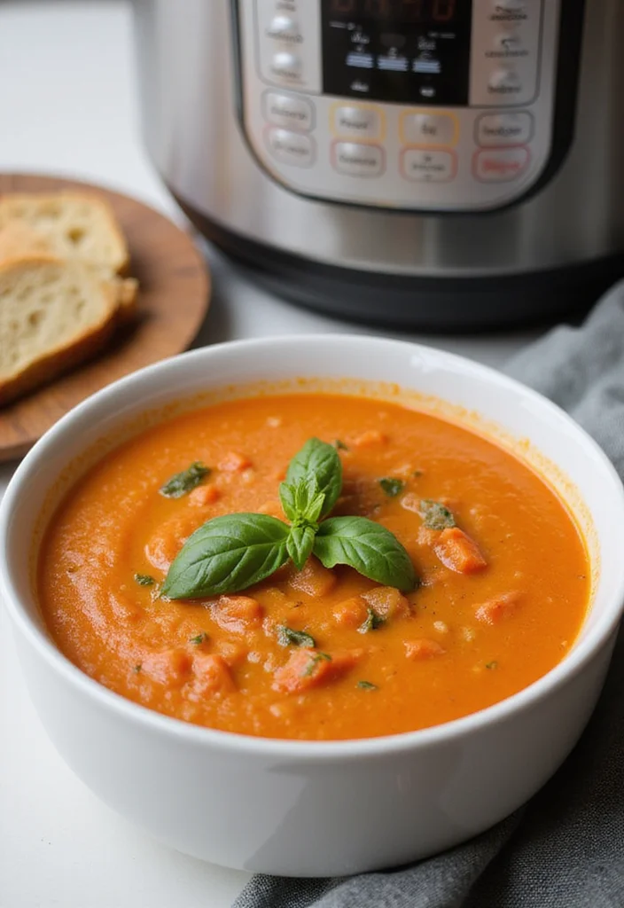 12 Healthy Instant Pot Recipes Ready in Minutes - 3. Creamy Tomato Basil Soup